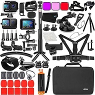 Husiway Accessories Kit for Gopro Hero 9 Black Battery Cover Door Waterproof Housing Silicone Case Glass Screen Protector Upgraded Grip Pole Bundle for Gopro9 Hero9 63E (Kit1 for Gopro 9)