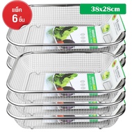 ตะแกรงสี่เหลี่ยม ตะแกรงสแตนเลส ตะแกรงล้างผักคุณภาพดี 1 แพ็ค 6 ชิ้น ขนาด 38x28Cm. รุ่น Vegetables-Sta