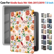 For Kindle 0asis 9th 10th Gen 0asis2 0asis3 CN24W1 SBIN40 7.0'' Painted Flower Acrylic E-Book Flip C
