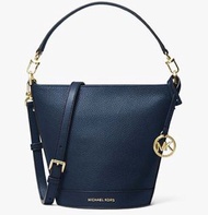 二手 正品 MK MICHAEL KORS TOWNSEND 荔枝皮 真皮 水桶包 海軍藍 小 斜背包 手提包