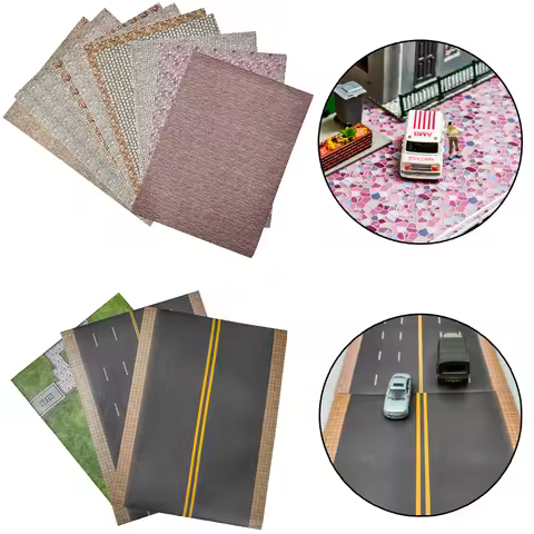 3PCS Simulation Floor Wall Sticker Self-Adhesive Road Suface Pasting Pavement Model Materails DIY Ou