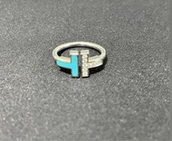 Tiffany & Co. T系列戒指 Tiffany T Diamond and Turquoise Wire Ring in White Gold