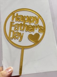 父親節快樂金色圓形蛋糕插牌 $3 隻