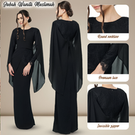 Lace Chiffon Jubah Abaya Dress Hitam Ironless Long Dress Dubai Elegant Jubah Muslimah Dress Nikah Ba
