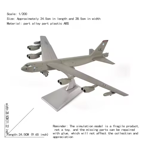 JASON TUTU 1/200 Scale Alloy Model Diecast Aircraft Model B52 Bomber Military Fighter B-52 Drop Ship