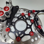 ปั๊ม81ZERN 2พอท เงินหมุดแดง + จานZERNจูปิเตอร์ ดำหมุดแดง + สายเบรคเซิน ดำตัดแดง หัวฟันเฟือง WAVE110i