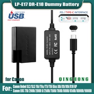 LP-E17 Dummy Battery DR-E18 DC Coupler & Power Bank USB Type-C PD Cable for Canon EOS R8 R10 R50 R10