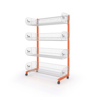 kefva ชั้นตะกร้ามินิมาร์ท 3-5 ชั้น หน้าเดียว มีล้อ กว้าง 90 cm รุ่น Pony (แบบมีคาน ถอดได้) เชลฟ์วางข