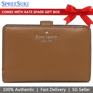 Kate Spade Wallet In Gift Box Medium Wallet Leila Pebbled Leather Medium Bifold Warm Gingerbread Brown # WLR00394