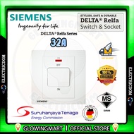 SIEMENS DELTA® Relfa SERIES 20A/32A/45A 1GANG & 1GANG 2WAY DOUBLE POLE SWITCH NEON INDICATOR SIRIM