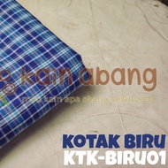 bahan kain kotak seragam biru katun yandet yarndyed sekolah kemeja rok