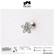 FiBiCandy ITL0312 Jada 16G ASTM F136 Implant Grade Titanium Piercing Earring Flower CZ