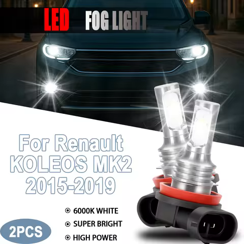 2Pcs White 6000K LED H8 H9 H11 Fog Bulb Car Light Play And Play 90W High Power For Renault KOLEOS MK