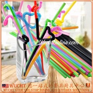 【WUCHT】27cm Extra Long Color Black Fancy Straw Flexible Straw Plastic Drinking Straw Artist Disposab