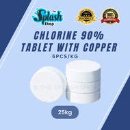𝐒𝐏𝐋𝐀𝐒𝐇 - Tablet Chlorine 90% with Copper 25kg  [READY STOCK]