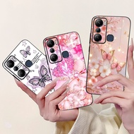 Soft Case For Infinix Hot 20i Cover X665C X665E Popular Butterflt Flower Black TPU Shockproof Bumper