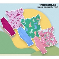 WHOLESALE/BORONG HALF DOZEN SDM CLOTHING (RUFFLE BABY GIRL CARTOON/ANIMALS/FLOWERS/FLORAL/BEAR/MASHM