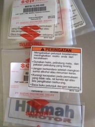 STIKER LABEL WARNING ORIGINAL SEMUA MOTOR SUZUKI FU,SKAYWAFE,SPIN,SMASH,SHOGUN,SATRIA 2TAK