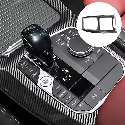 Carbon Fiber Car Gearbox Panel Trim Gear Shift Knob Transmission Window Control Cover For BMW X3 202