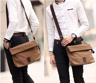 Men Plain Sling Bag Canvas/ Shoulder Crossbody Bag | Beg Lelaki Sandang Tepi/Beg Galas/Beg Jalan/Beg