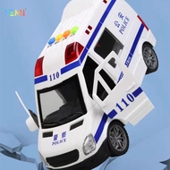Metal Alloy Ambulance Police Car Toy Diecast Model Car Simulation Sound and Light Effect Realistic P