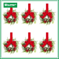 Festive Wreath Christmas Decor Festive Mini Norfolk Pine Wreath with Ribbon Bows for Window and Door