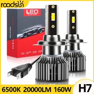 Roadsun 1Pair LED Headlight Bulb H7 LED 6500K White Headlamp 20000LM 160W Auto Fog Lamp CSP Chip Car Driving Light With Turbo Fan