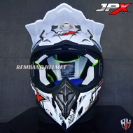 HELM JPX CROSS FOX1 X13  PEARL WHITE GLOSS PAKET GANTENG GOOGLE SNAIL HELM JPX KLX ORIGINAL HELMET M