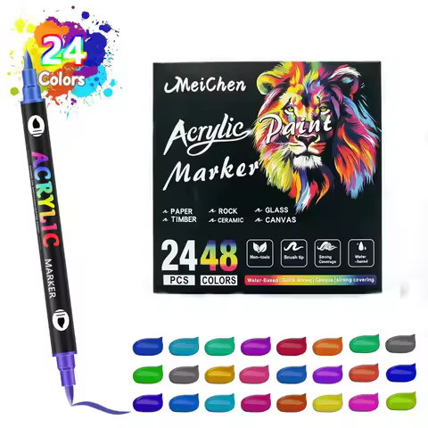 96-Color Double-Ended Acrylic Marker Set for Kids Soft-Tip Drawing Stationery Easy-Grip Art Supplies