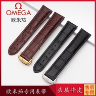 2024 Watch Strap Men's Genuine Leather Counter Accessories Substitute Omega Butterfly Seamaster Speedmaster Omega Strap Female Original Factory