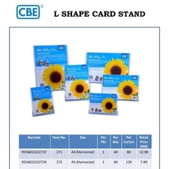 CBE L SHAPE ACRYLIC HOLDER CARD STAND A4 A5 A6 A7 ( PORTRAIT / LANDSCAPE ) ADVERTISING BOARD 210x297