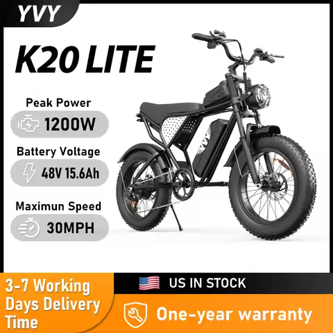 YVY K20 Lite 1200W Electric Bike for Adults 30MPH 48V 15.6Ah Off-road Trail 20*4 Inch Fat Tire E Bik