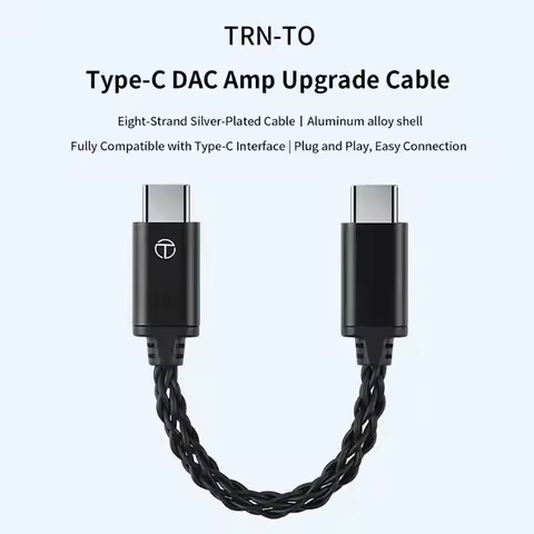 * * TRN TO Type C To Type C DAC Upgrade Cable Hifi Adapter Earphone lifier 8Strand Silver-Plated Wir
