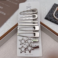 CLEIGHTEEN8H 8Pcs/Set Y2K Hair Clip Set, Metal Vintage Silver Girls Hairpins, Exquisite Hair Accesso