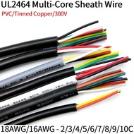 ℗⊙ 1M Wire 18AWG 16AWG Electronic Power Cable 2/3/4/5/6/7/8 Cores Flexible Stranded UL2464 PVC Signal Copper Wire