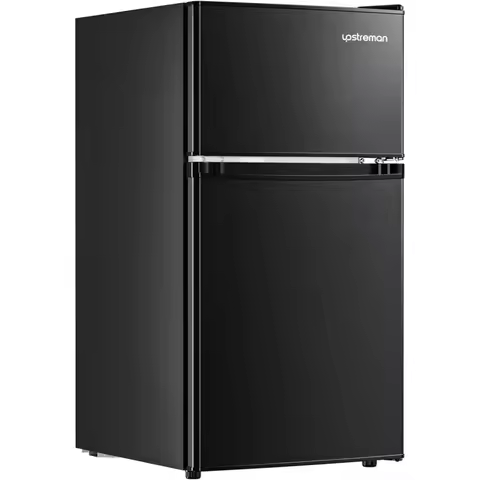 Qwupstepman 3.1 cu.ft mini fridge with freezer,double door mini fridge,adjustable thermostat,energy 