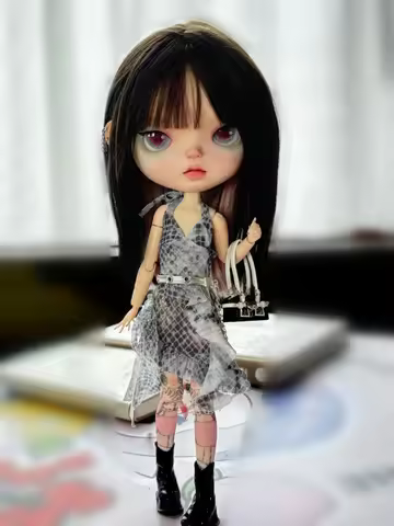 Blyth Dress ICY Printed Yarn Skirt 1/6Doll Clothes (Fit Azone,Pullip,Lati,OB24,OB22, Dal,JerryB)