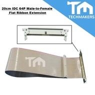 20cm IDC 64P Male-to-Female Flat Ribbon Extension 26-AWG 2.54mm Pitch For ICT Machine Conversion Con