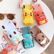 Casing iPhone 13 Pro Max iPhone 12 Pro Max iPhone 11 Pro Max case soft cover for iPhone 12Mini 13Mini Cartoon cute Pokemon Pikachu wallet phone case