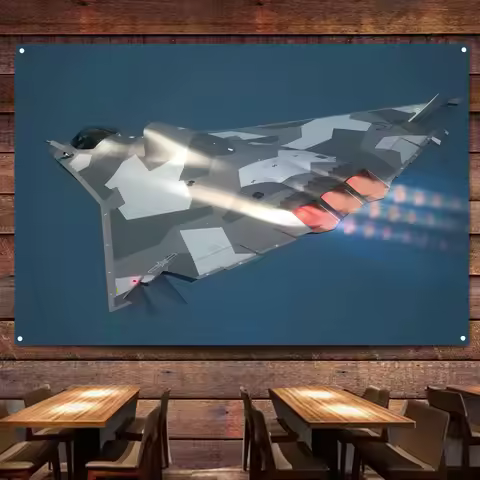 J36 and J50 Stealth Fighter Jet Airplane Flag Banner China Strike Aircraft Military Poster Wall Art