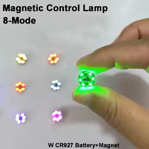 8-Mode Wireless LED Magnetic Control Lamp Magnet Induction Flashing Flow Lights + CR927 Button Batte