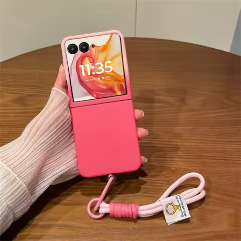 Korean Cute Large Window Gradient Pink Case with Protable Strap for Motorola Razr 60ultra Razr 60 Ra