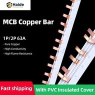 Comb Busbar 63A 1P / 2P Fork Type MCB Copper Busbar with PVC Insulated Cover for Distribution Board
