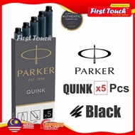 PARKER Quink Ink Cartridges Fountain Pen Refills (1Pack of 5) Black BL5