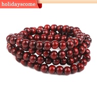 【Hclm】108pcs Wood Buddhist Prayer Beads Mala Bracelet Chain Purplish Red Style A