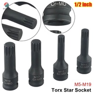 EMERAY 1Pcs Electric Drill Socket Adapter, 78mm Length Cr-Mo Steel 12 Point Torx Socket, M5-M19 Metr