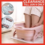 (ENHANCED VERSION 6 MASSAGERS) Foldable Foot Bath Foot Spa 6 Rollers Feet Wash Soak Foot Massage Buc