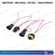 HB3 9005 HB4 9006 H11 H16 Male Female Connector Car Foglamp Headlamp Lamp