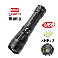 50000 lumens XLamp XHP50 most powerful flashlight usb Zoom led torch