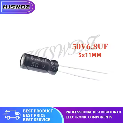 20PCS 6.8UF 50V 5x11MM 50V6.8UF 5*11mm 6.8uf 50v 6.8UF 50V Aluminum Electrolytic Capacitor